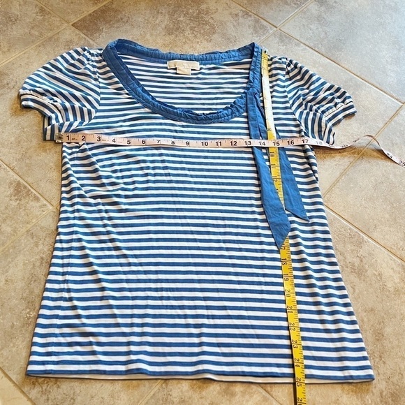 Michael Kors scoop neck striped short sleeve pullover top blouse large b… - Picture 3 of 6